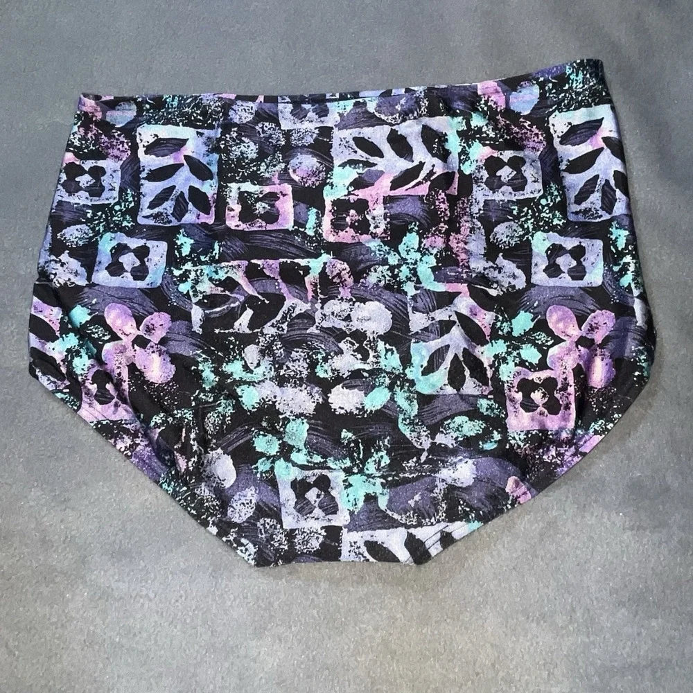BLAIR Women's Blue &‎ Purple Floral Swim Dress Size 16 & High Waisted Bottoms